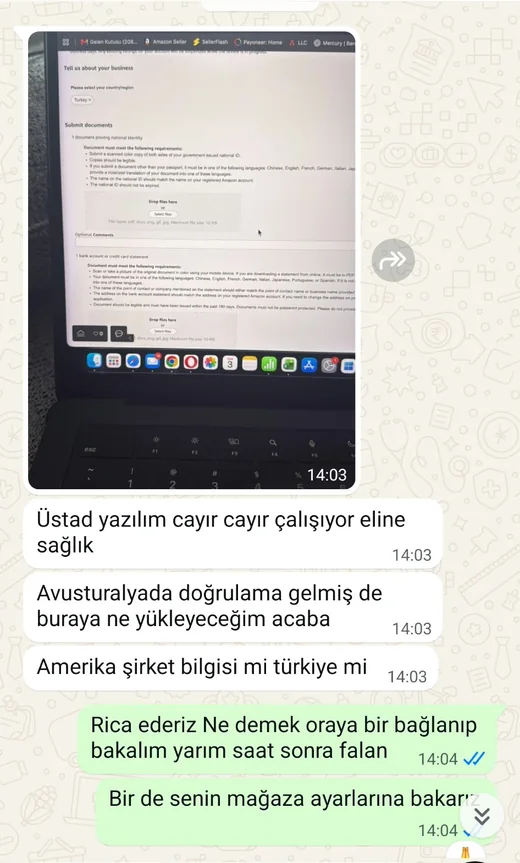WhatsApp kullanıcı mesajı: “Üstad yazılım cayır cayır çalışıyor”. Kişisel bilgiler bulanıklaştırıldı